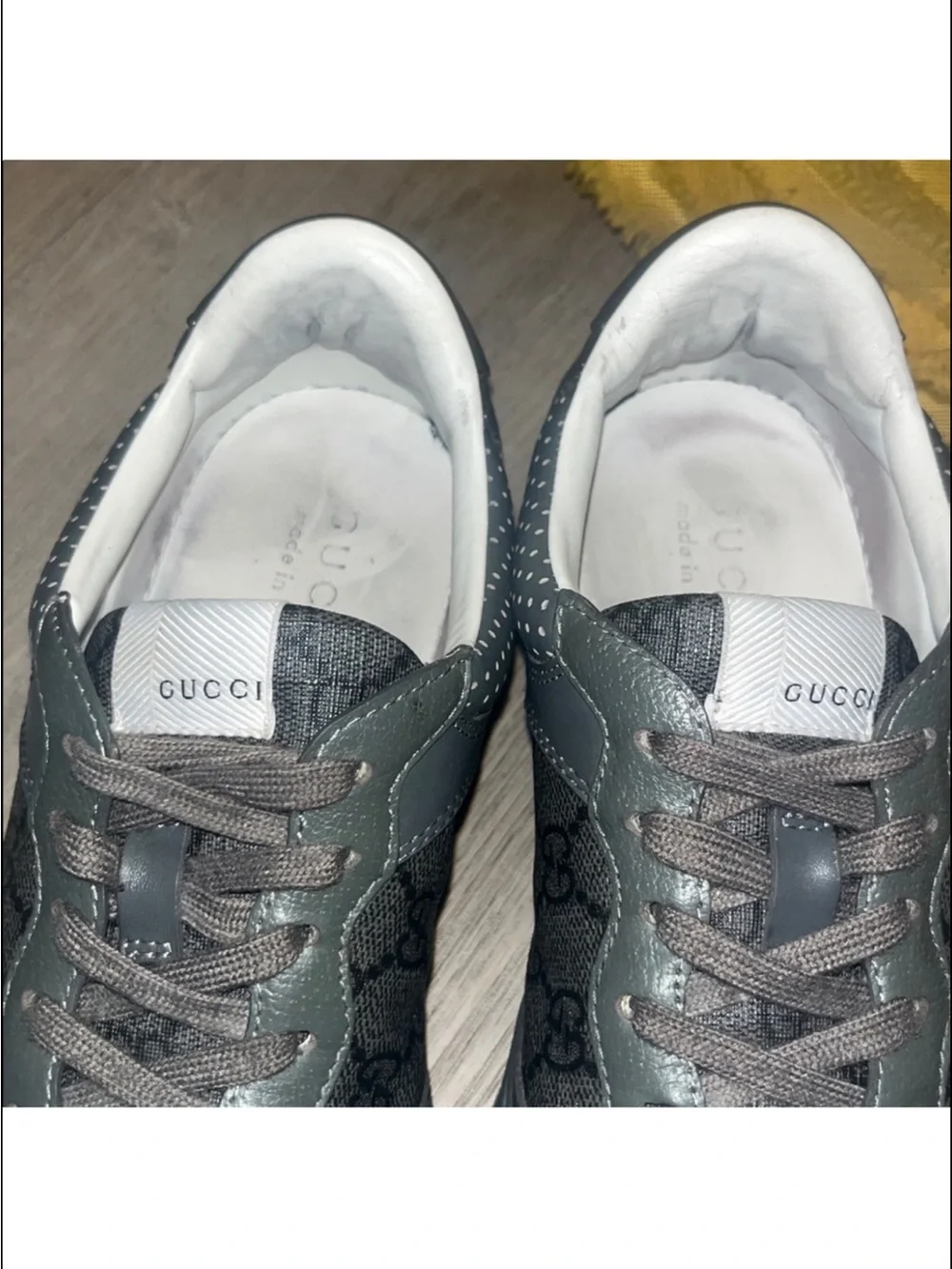Gucci Men's Charcoal Gray GG Monogram Low-Top Sneakers